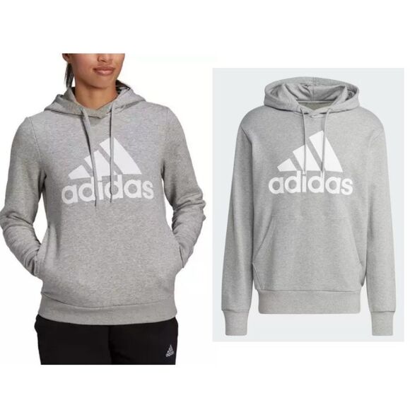 adidas Grey Hoodie with Big Logo - Picture 1 of 7